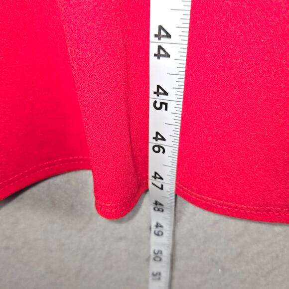 Ashley Stewart Womens 14/16 Red Midi Dress Black Mesh Sleeves Greek Key Trim NWT - Picture 6 of 12